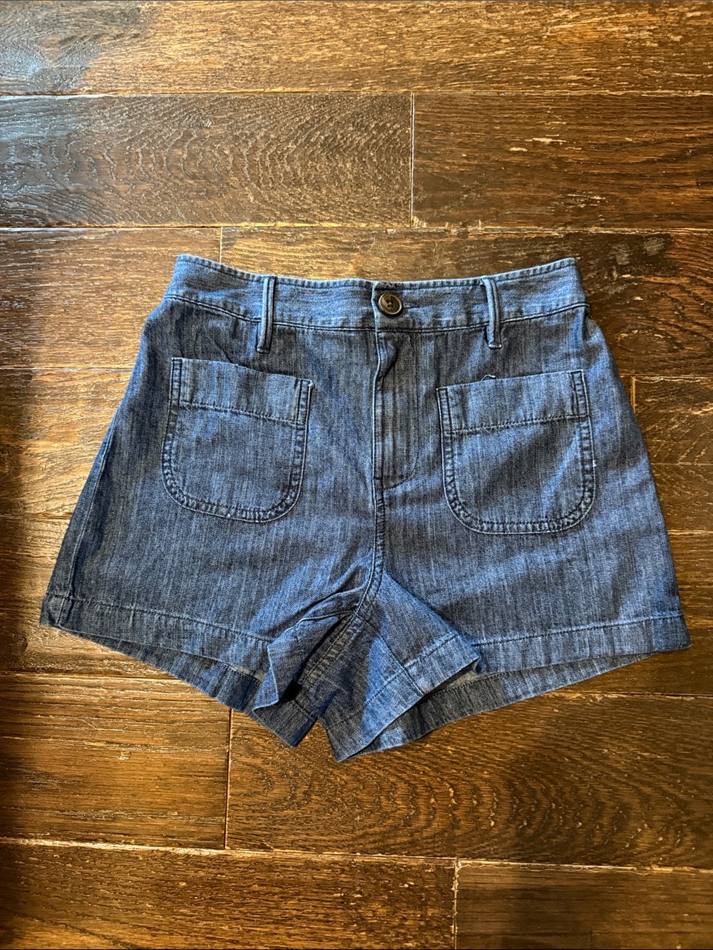 High-Waist Chambray Blue Women's Shorts